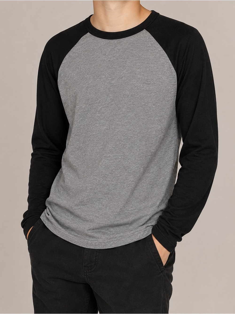 Urban Pipeline Boys 16 Husky Black Gray Baseball Raglan Long Sleeve Shirt